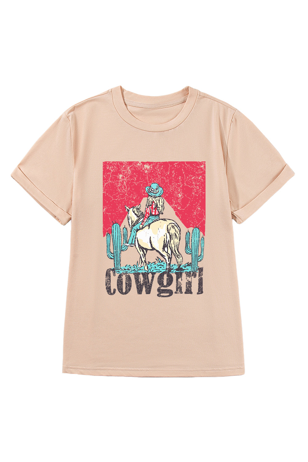 Cowgirl Rodeo Graphic Western Fashion Tee | Khaki