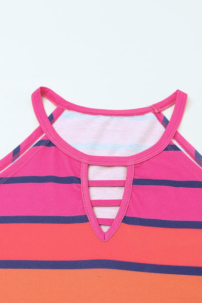 Colourful Striped Hollow Out Camisole | Multicolour