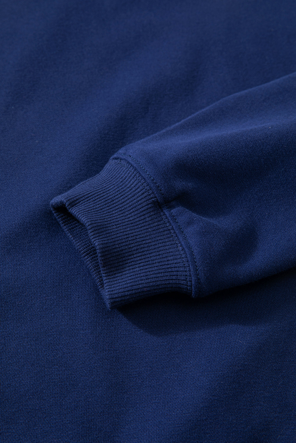 Solid Fleece Lined Drop Shoulder Terry Sweatshirt | Navy Blue