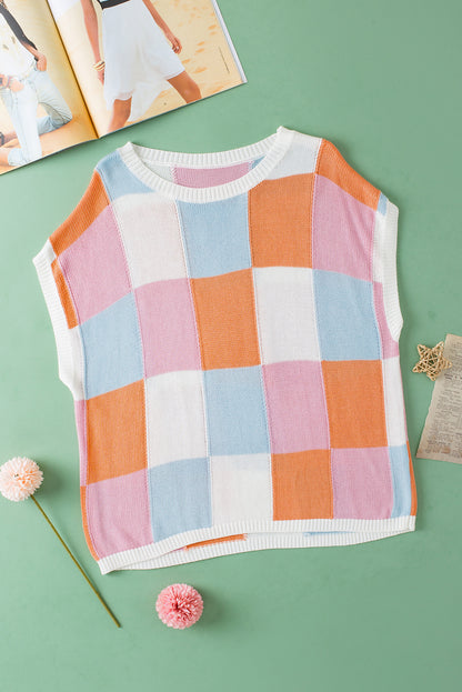 Colour Block Cap Sleeve Sweater | Grapefruit Orange