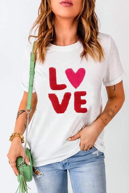 Heart Love Graphic Valentines T Shirt | White