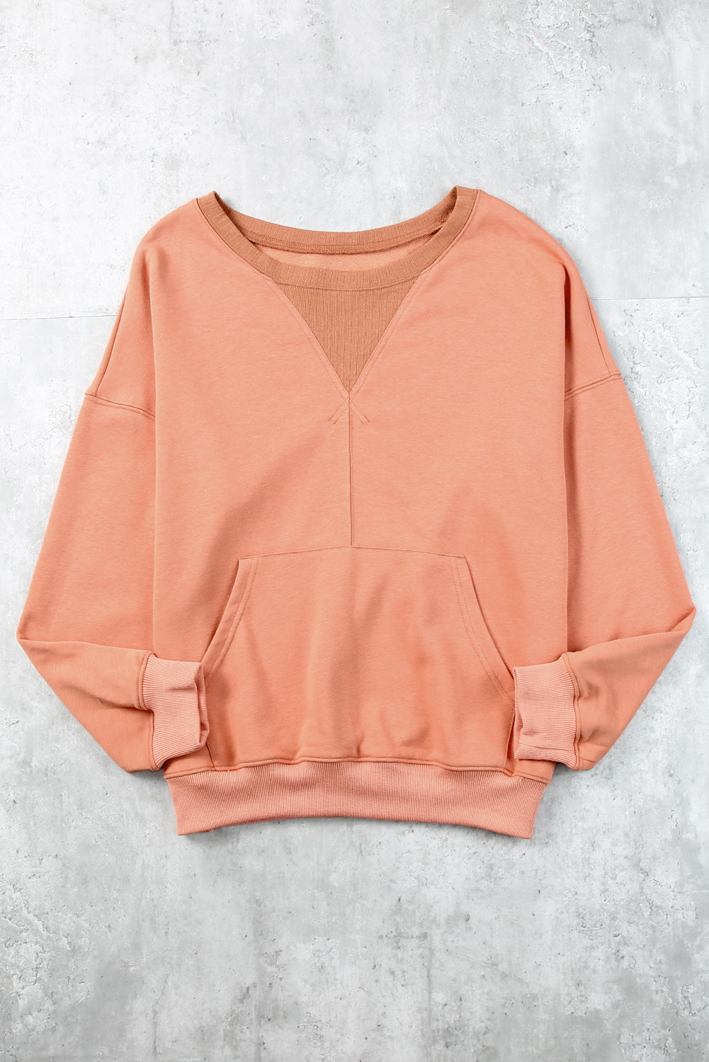 Drop Shoulder Sweatshirt With Kangaroo Pocket | Red