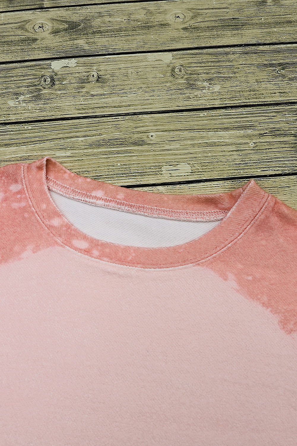 Bleached Round Neck Pullover Sweatshirt | Pink