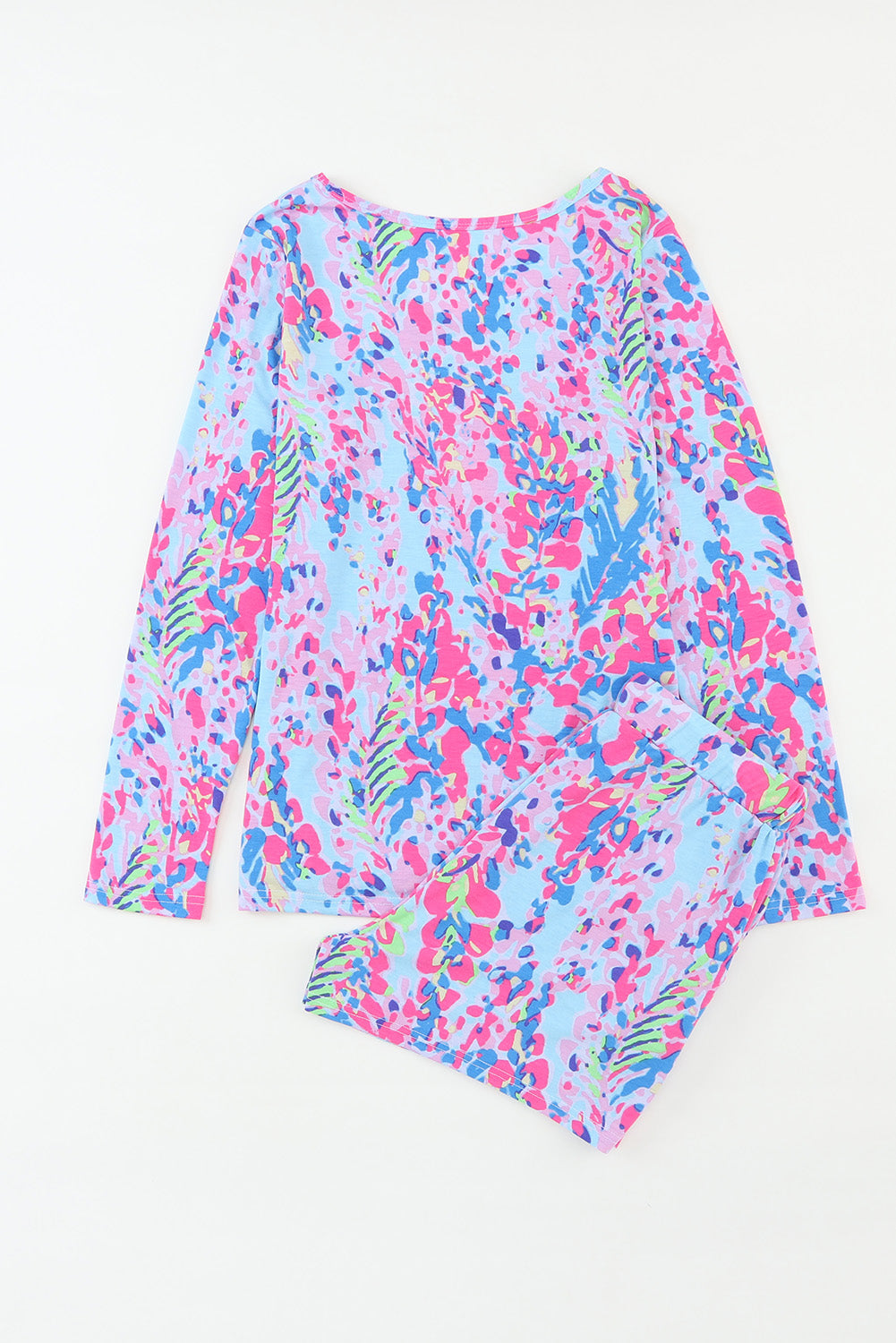 Floral Long Sleeve Top And Drawstring Shorts Set | Sky Blue