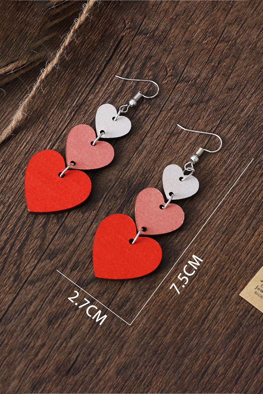 Valentines Day Heart Shape Tiered Dangle Earring | Red