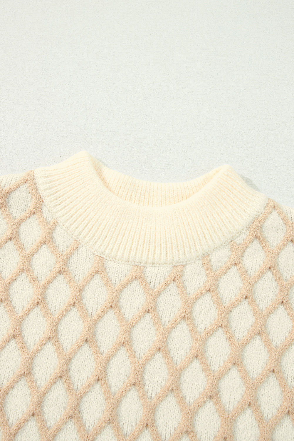 Diamond Knit Drop Shoulder Loose Sweater | Oatmeal