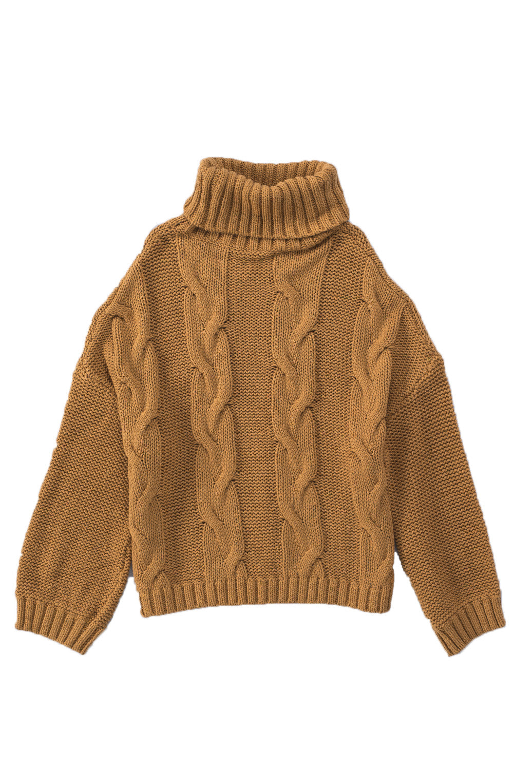 Cuddle Weather Cable Knit Handmade Turtleneck Sweater | Yellow