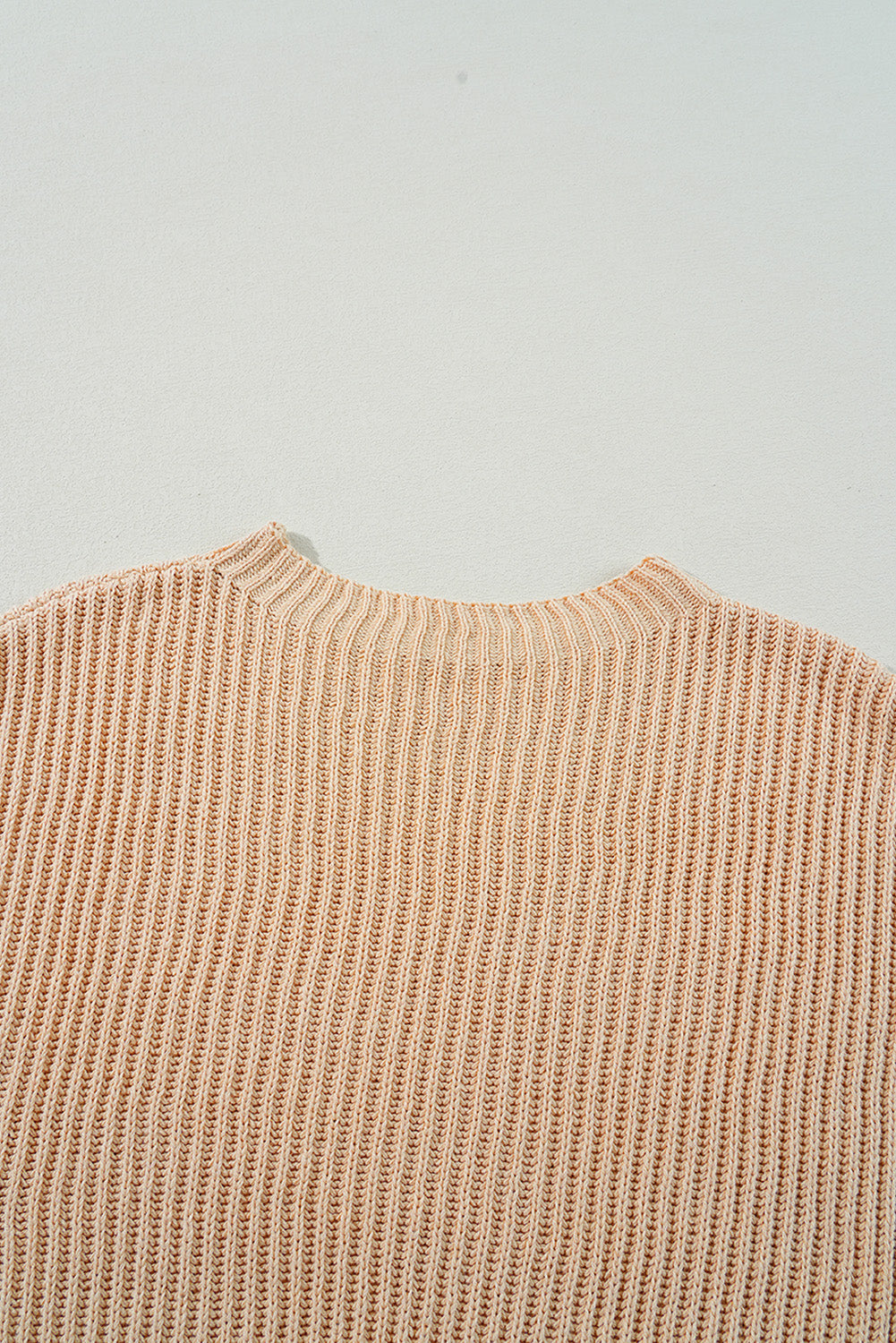 Cable Knit Drop Shoulder Side Slits Loose Sweater | Apricot