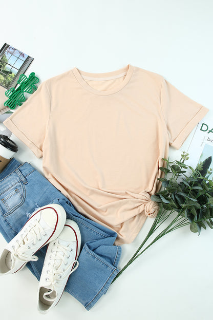 Solid Colour Crew Neck Tee | Khaki