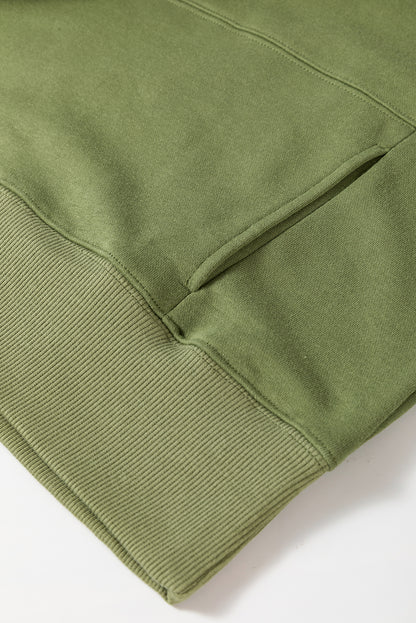 Drop Shoulder Crisscross Stitching Pocketed Loose Sweatshirt | Vineyard Green