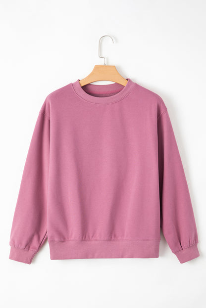 Solid Fleece Lined Drop Shoulder Terry Sweatshirt | Meadow Mauve