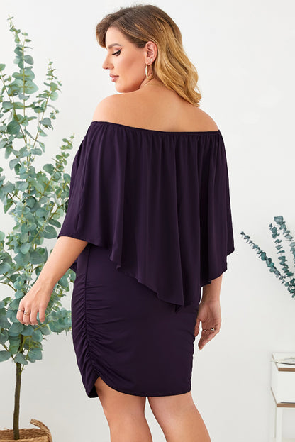 Multiple Dressing Layered  Mini Poncho Dress | Purple