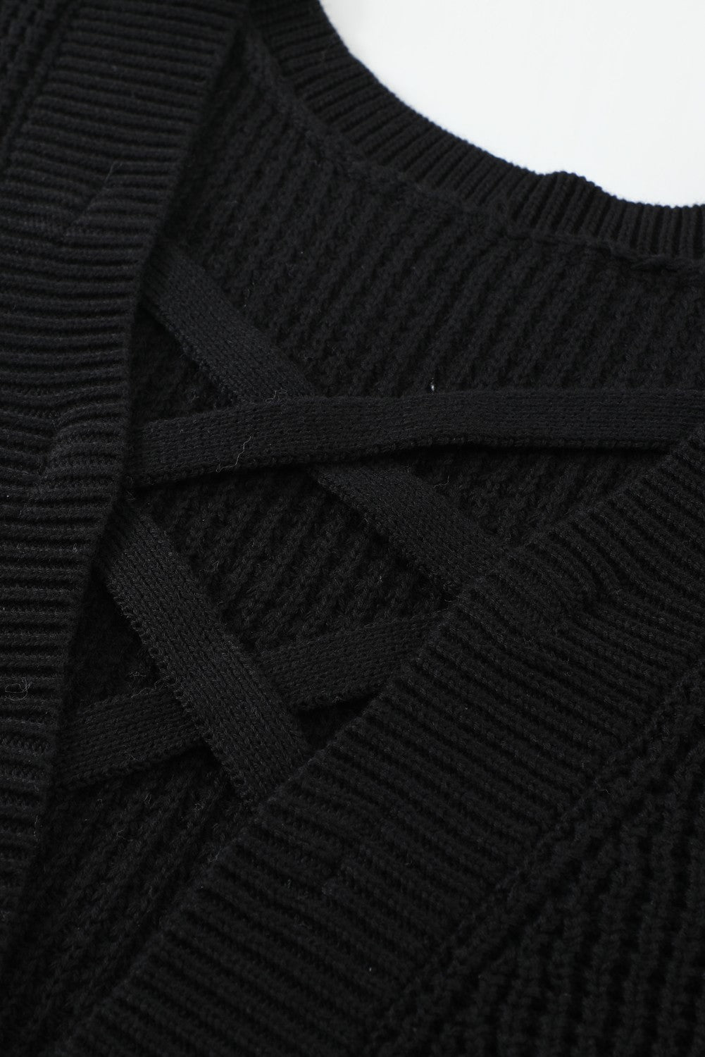 Cross Back Hollow-Out Sweater | Black