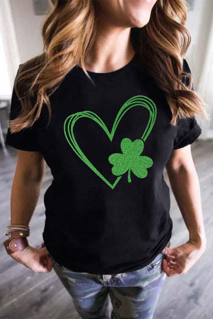 Clover Heart Shaped Graphic Tee | Black