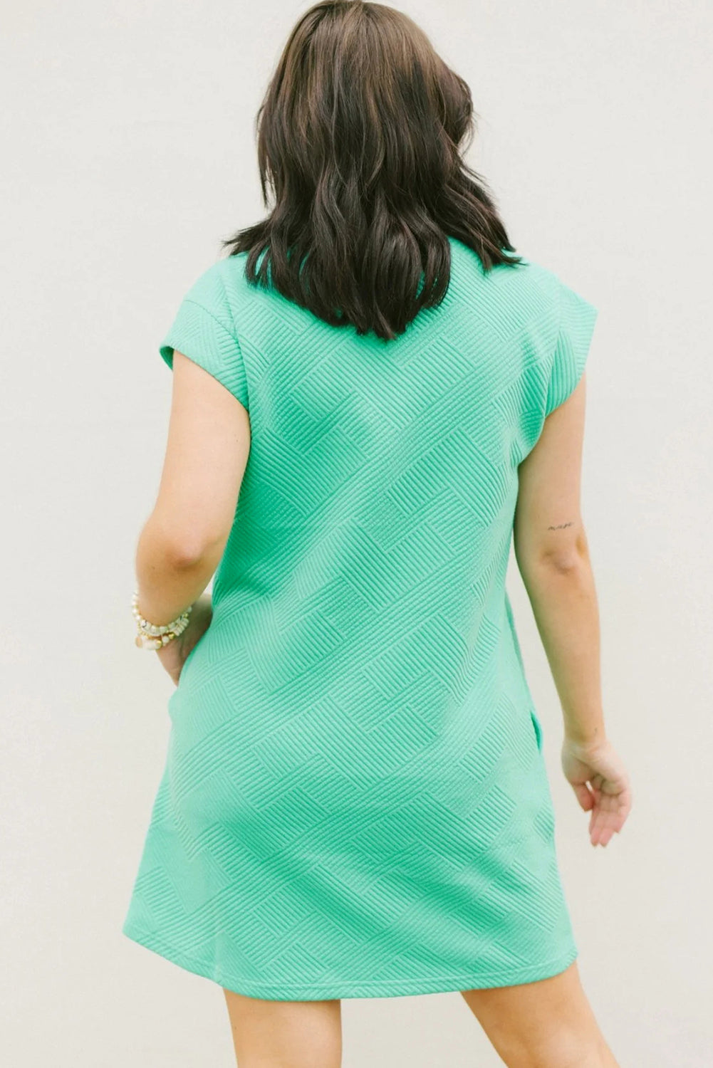 Textured Cap Sleeve T Shirt Dress | Mint Green