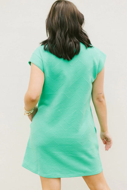 Textured Cap Sleeve T Shirt Dress | Mint Green