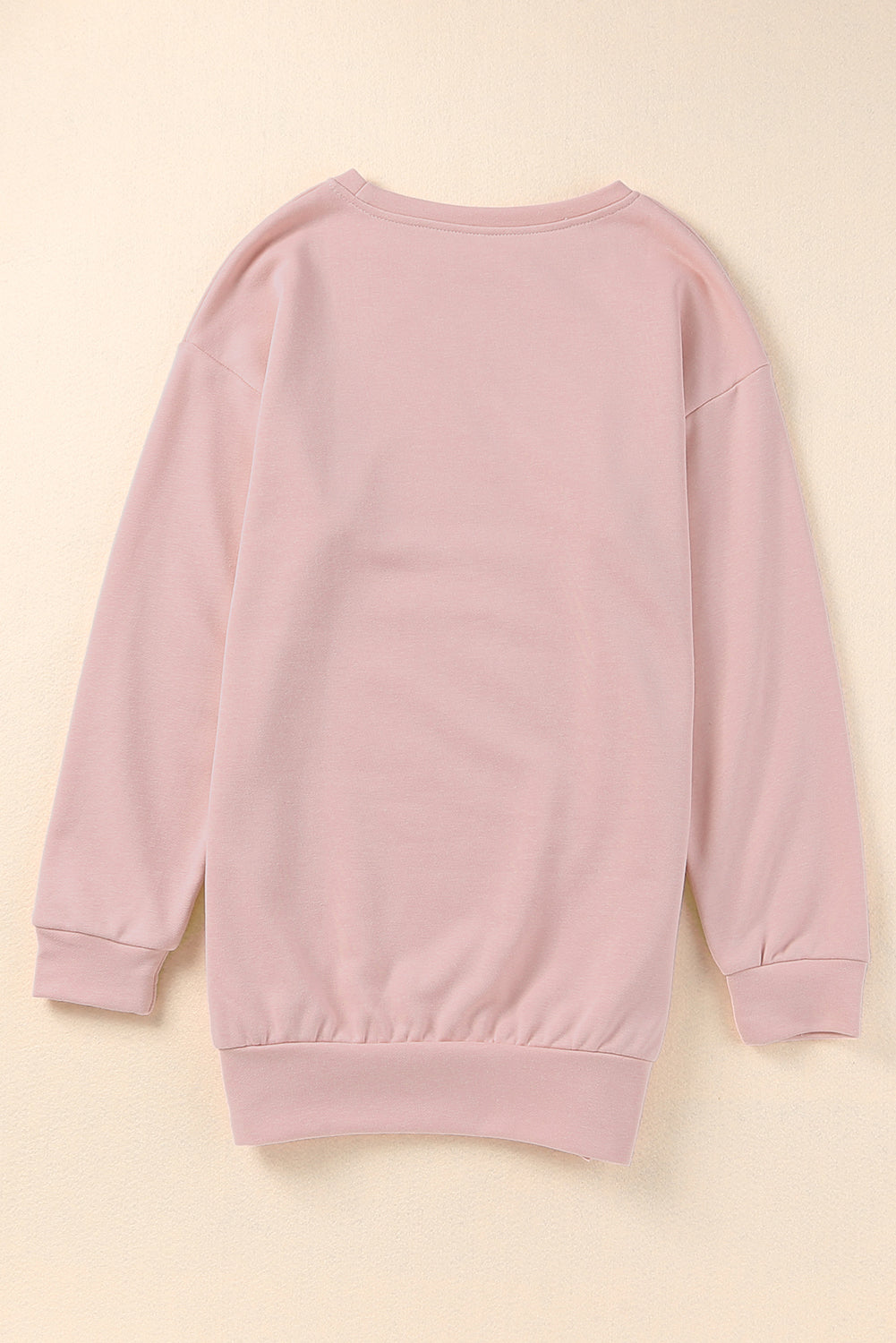 Crew Neck Slit Buttons Sweatshirt | Pink