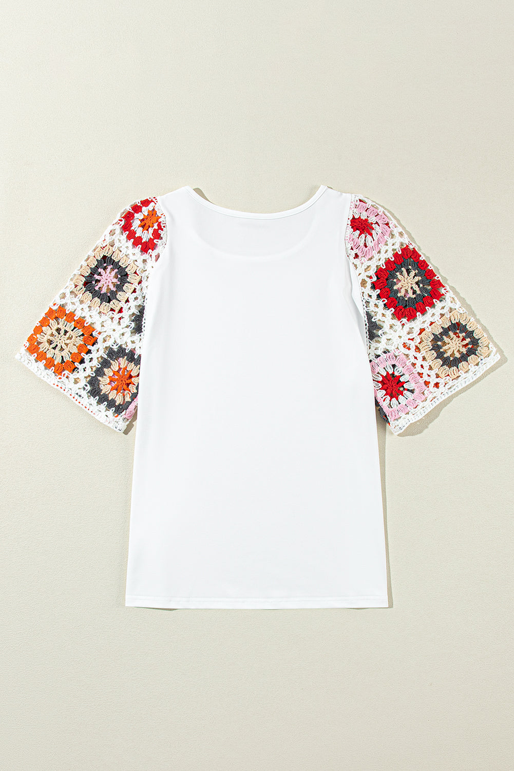 Floral Crochet Short Sleeve Top | White