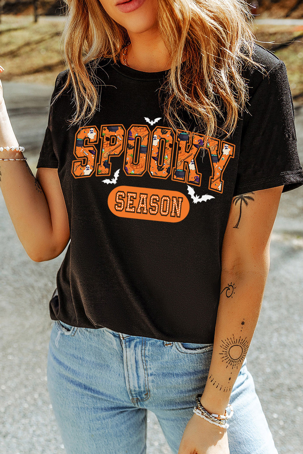 Spooky Season Graphic Halloween T Shirt | Black