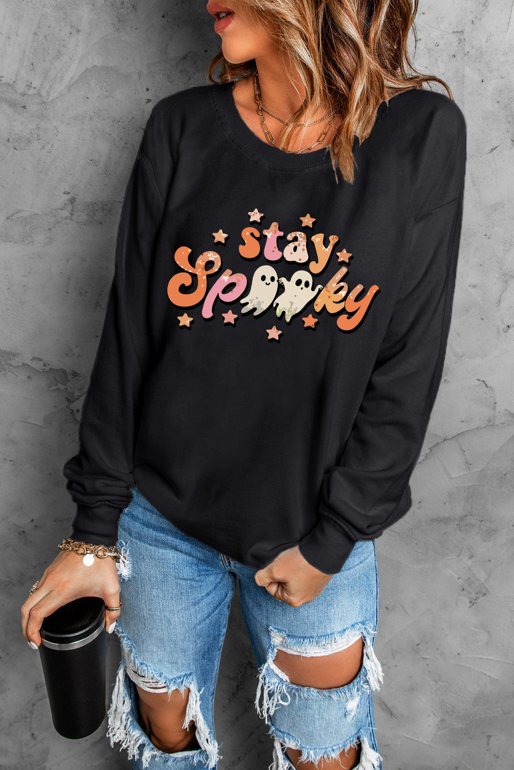 Halloween Stay Spooky Graphic Sweatshirt | Black