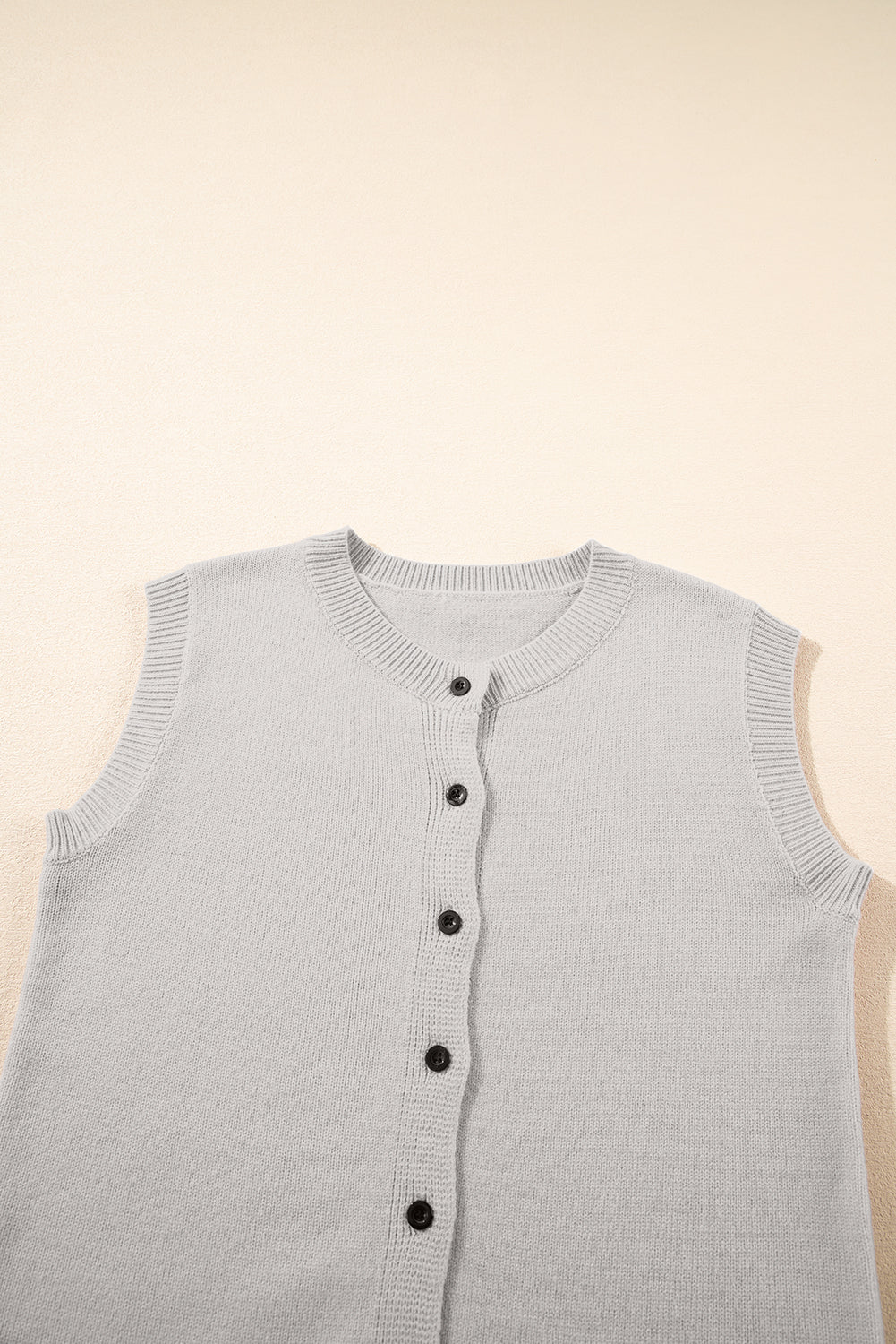 Button Up O Neck Sweater Vest | Jet Stream