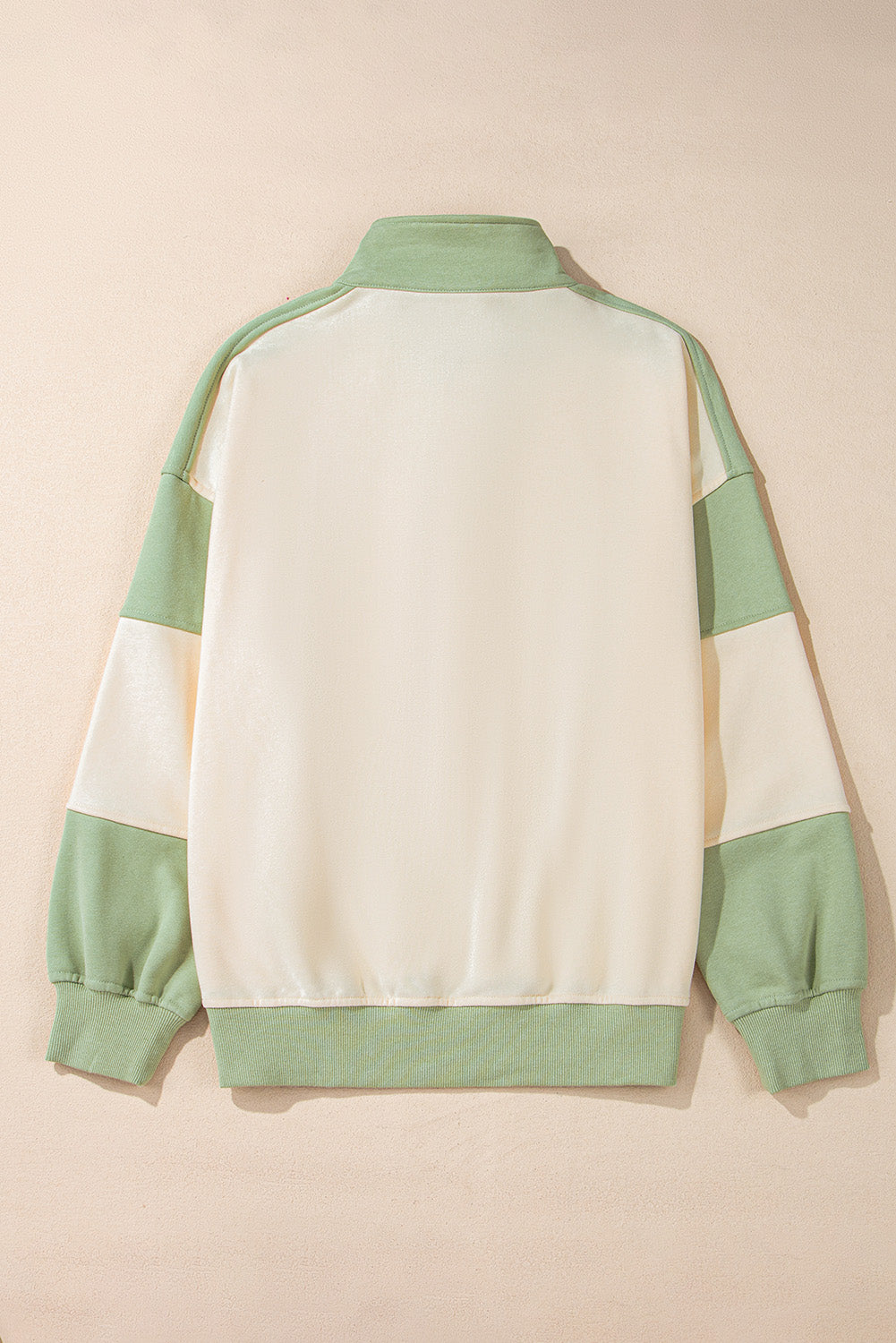 Colourblock Patchwork Buttoned Collar Kangaroo Pocket Sweatshirt | Laurel Green