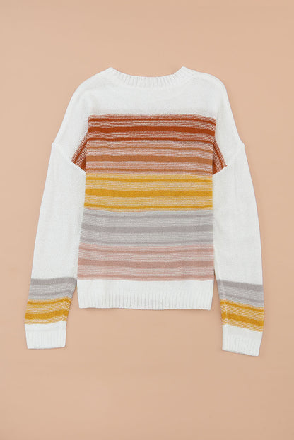 Stripe Long Sleeve Round Neck Sweater | Multicolour