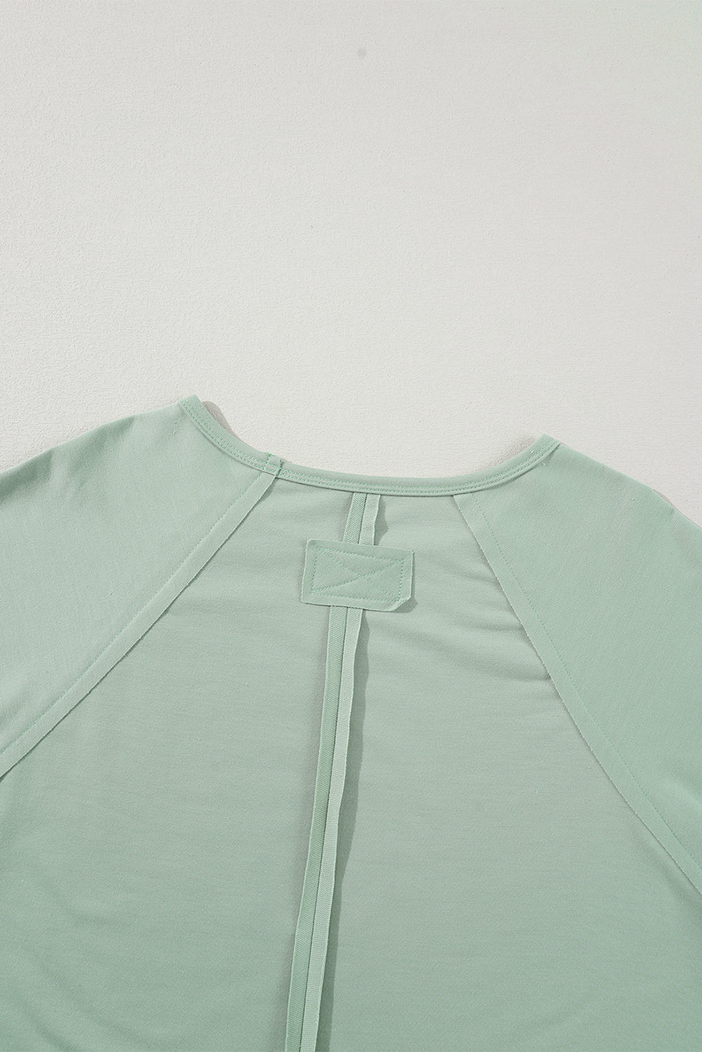 Flower Patchwork Raglan Sleeve Exposed Seam Oversized Top | Smoke Green