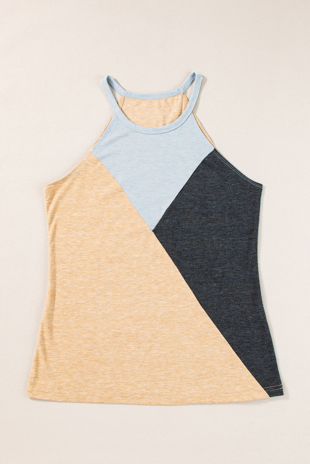 Geometric Colour Block Sleeveless Top | Light French Beige