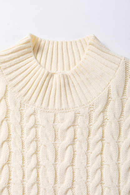 Cable Knit High Neck Sweater Vest | Oatmeal