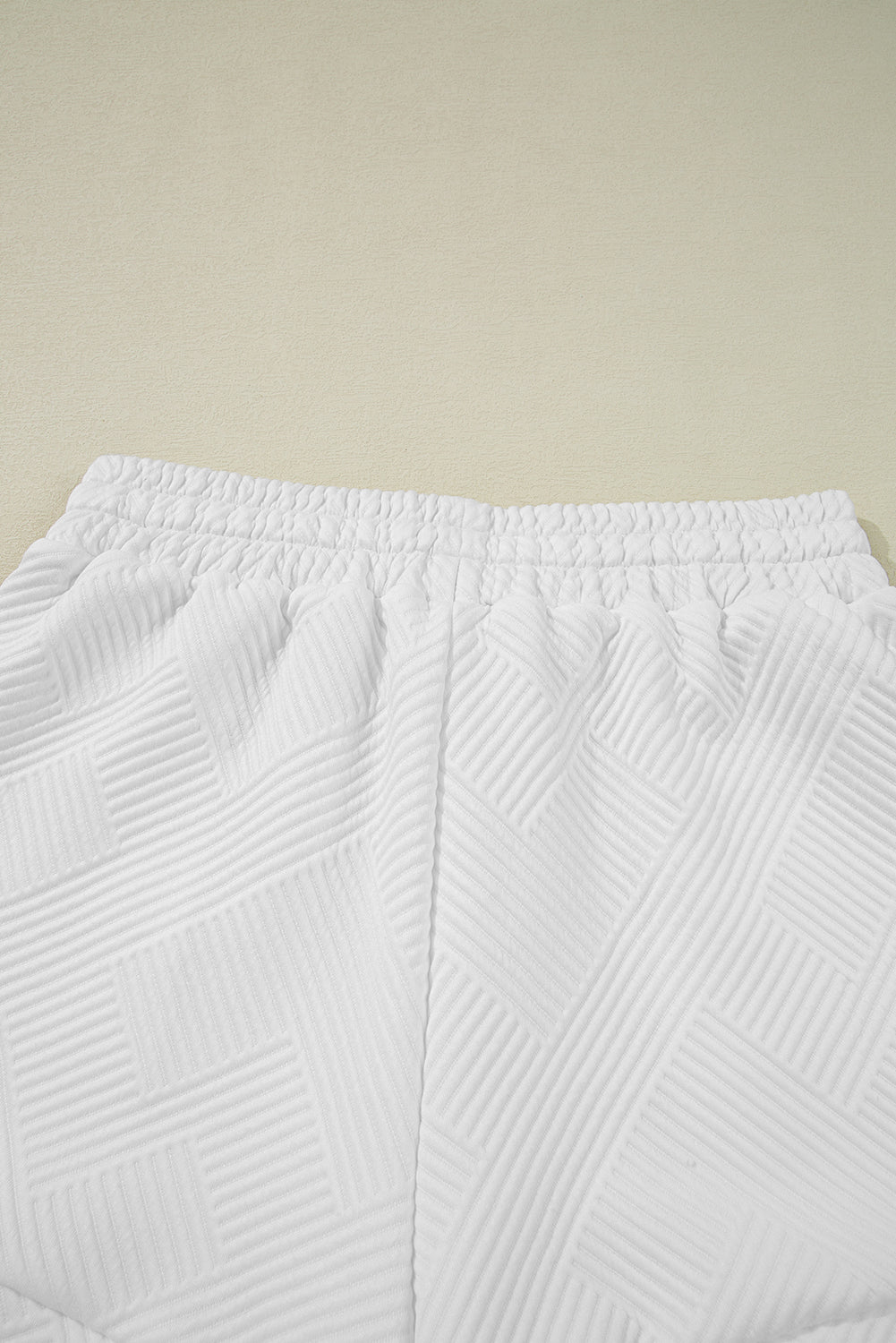 Textured Half Zip Tank Top Drawstring Shorts Set | White