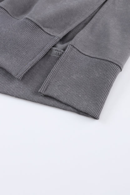 Drop Shoulder Ribbed Trim Oversized Sweatshirt | Gray