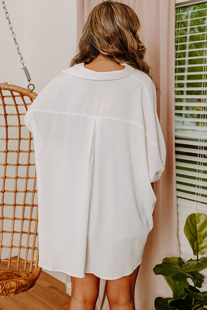 3/4 Puff Sleeve Oversize Shirt | White