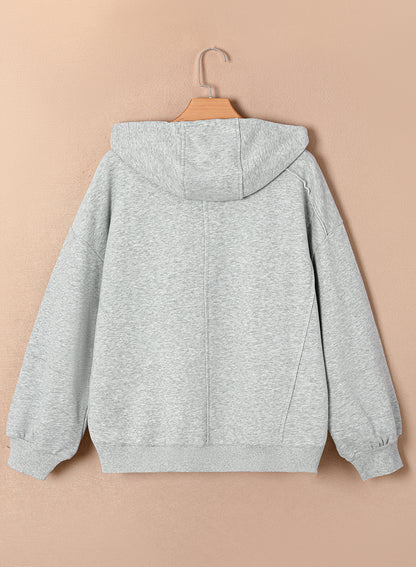 Active Patchwork Detail Warm Winter Hoodie | Gray