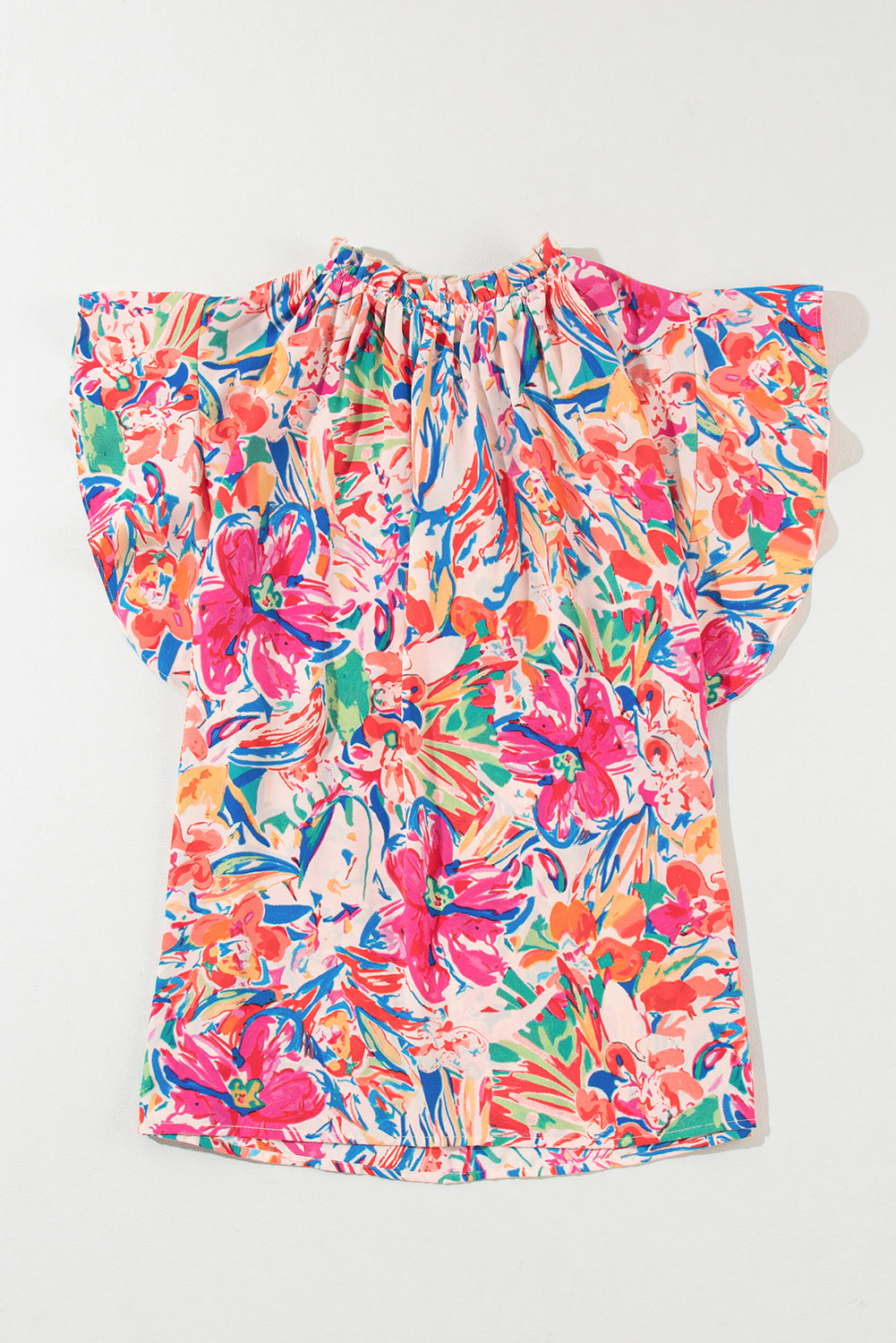 Floral Ruffled Sleeve V Neck Summer Blouse | Multicolour