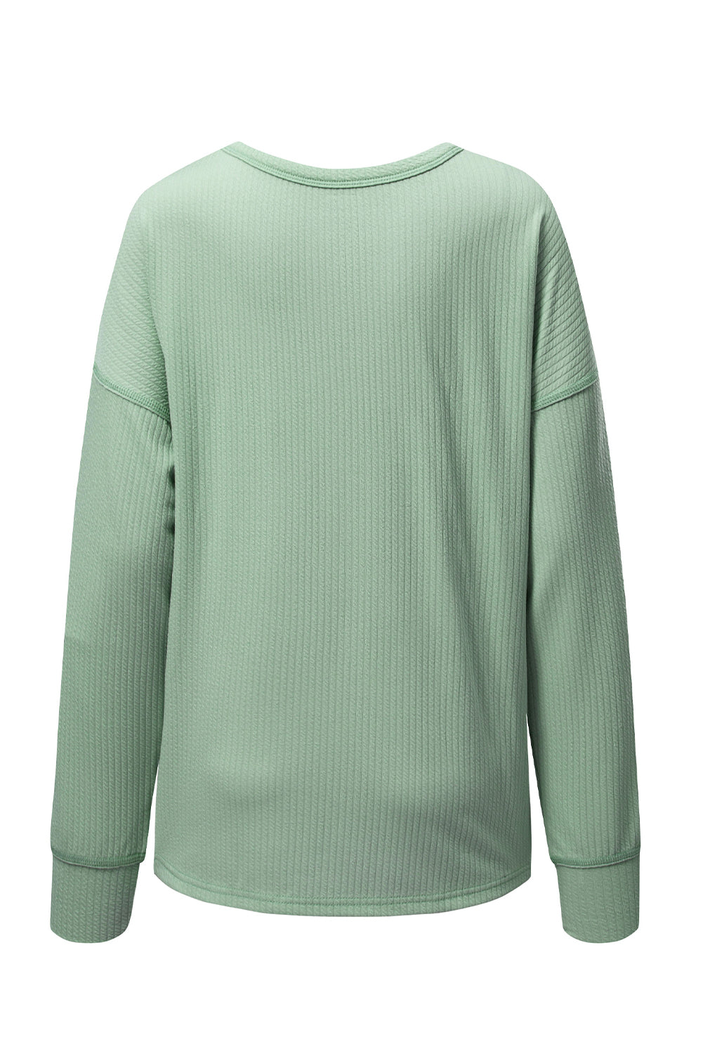 Solid Colour Corded Drop Shoulder Long Sleeve Top | Clearly Aqua