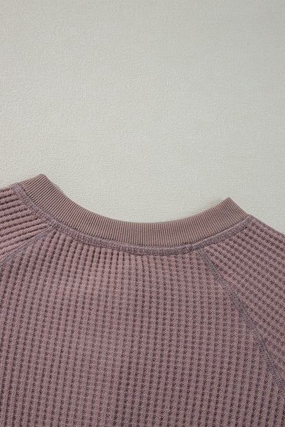 Textured Knit Henley Long Sleeve Top | Chestnut