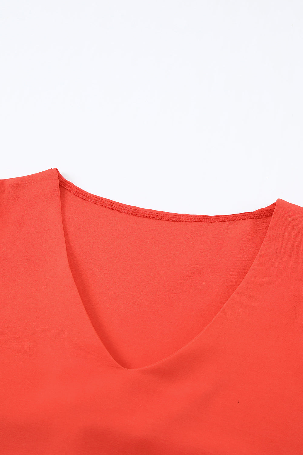 Fiery  Flare Sleeve V Neck Loose Blouse | Red