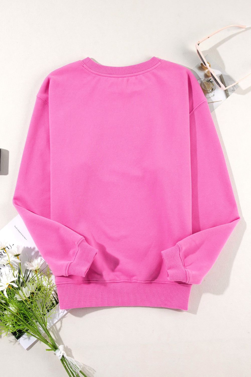 Solid Fleece Lined Drop Shoulder Terry Sweatshirt | Bonbon