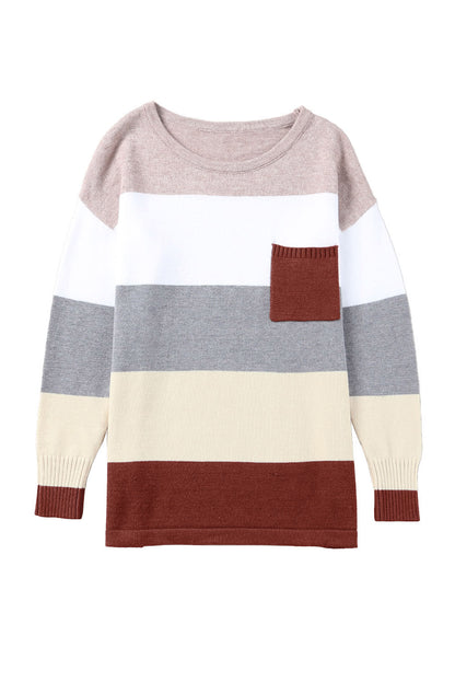 Colourblock Pocketed Sweater | Purple