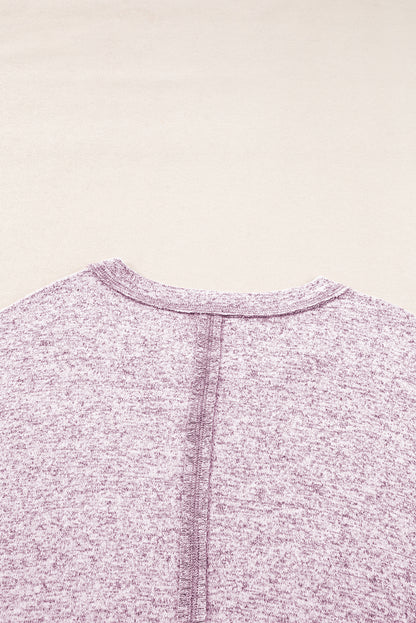 Exposed Seam Drop Shoulder Wide Long Sleeve T Shirt | Orchid Petal