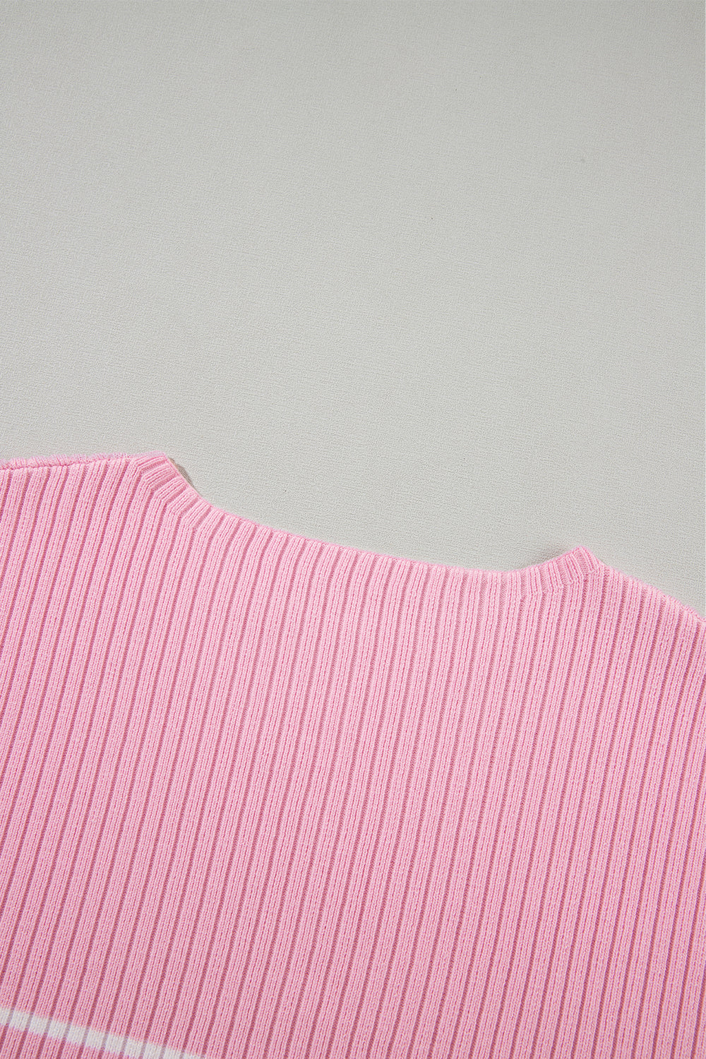 Ribbed Loose Plus T Shirt | Pink Stripe