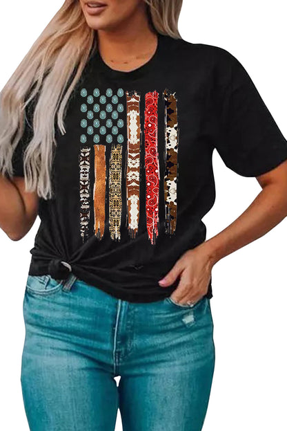 Western American Flag Graphic Tee | Black