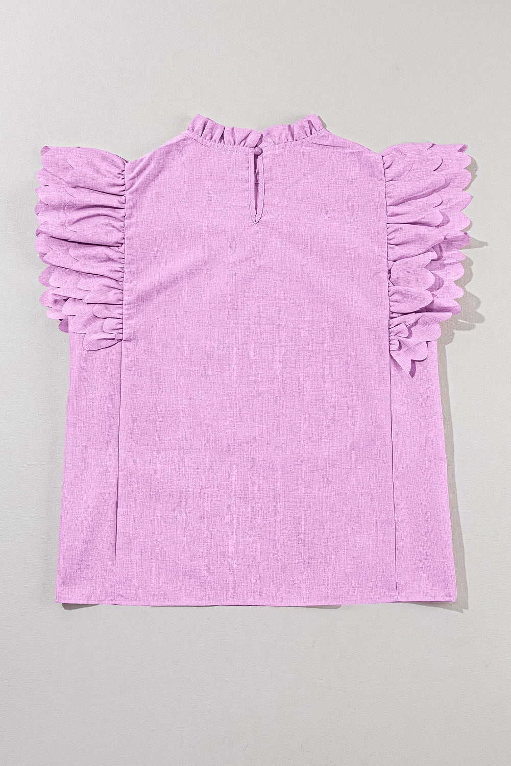 Solid Colour Scalloped Ruffle Sleeve Top | Bright Pink