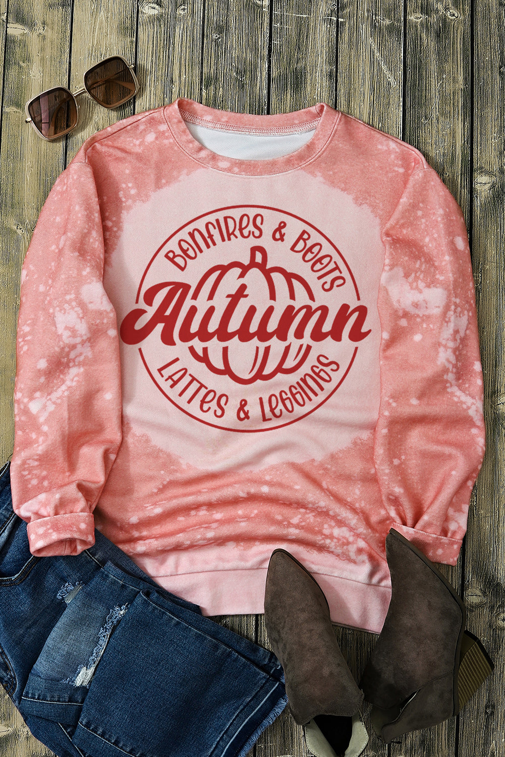 Tie Dye Autumn Pumpkin Graphic Drop Shoulder Sweatshirt | Pink