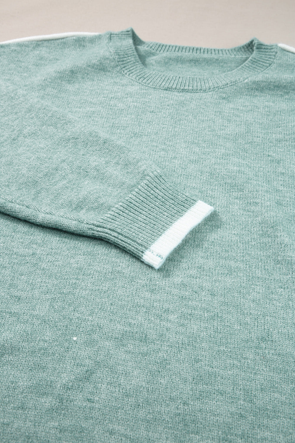 Colourblock Contrasting Edge Crewneck Sweater | Moonlight Jade