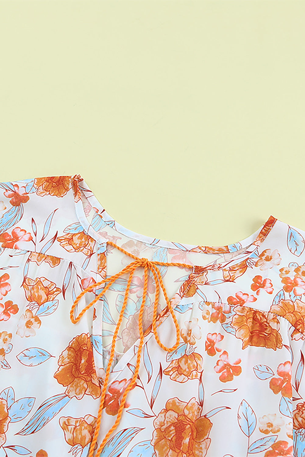 Split V Neck Floral Print Dolman Blouse | Orange