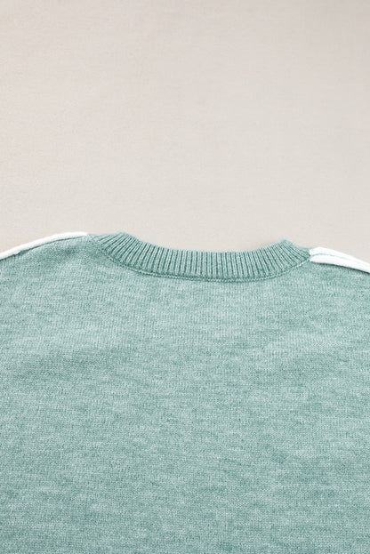 Colourblock Contrasting Edge Crewneck Sweater | Moonlight Jade