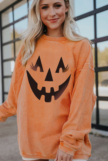 Pumpkin Smile Face Graphic Sweatshirt | Orange