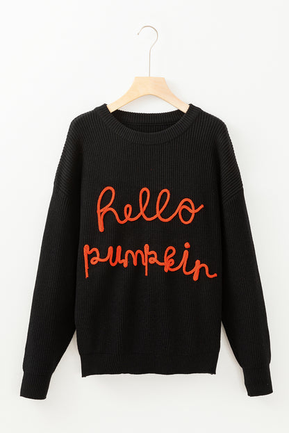 Hello Pumpkin Graphic Sweater | Black